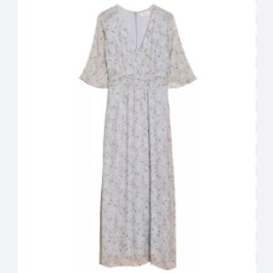 Indi & Cold Ruched V-Neck Maxi Dress L